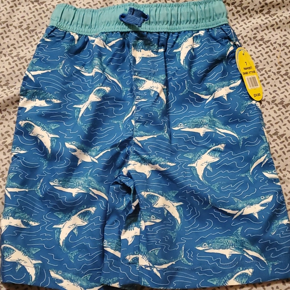 Nwt boys shark swim trunks